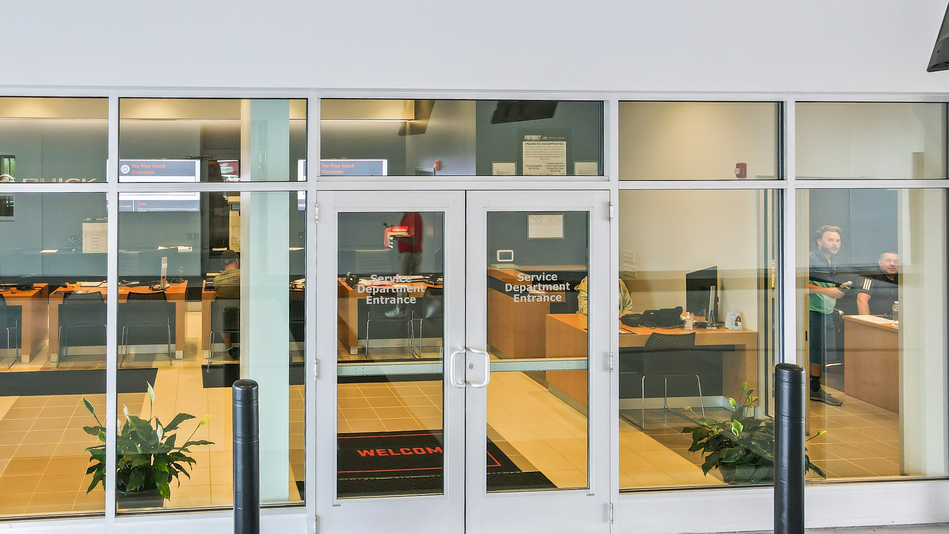 Service department entrance doors
