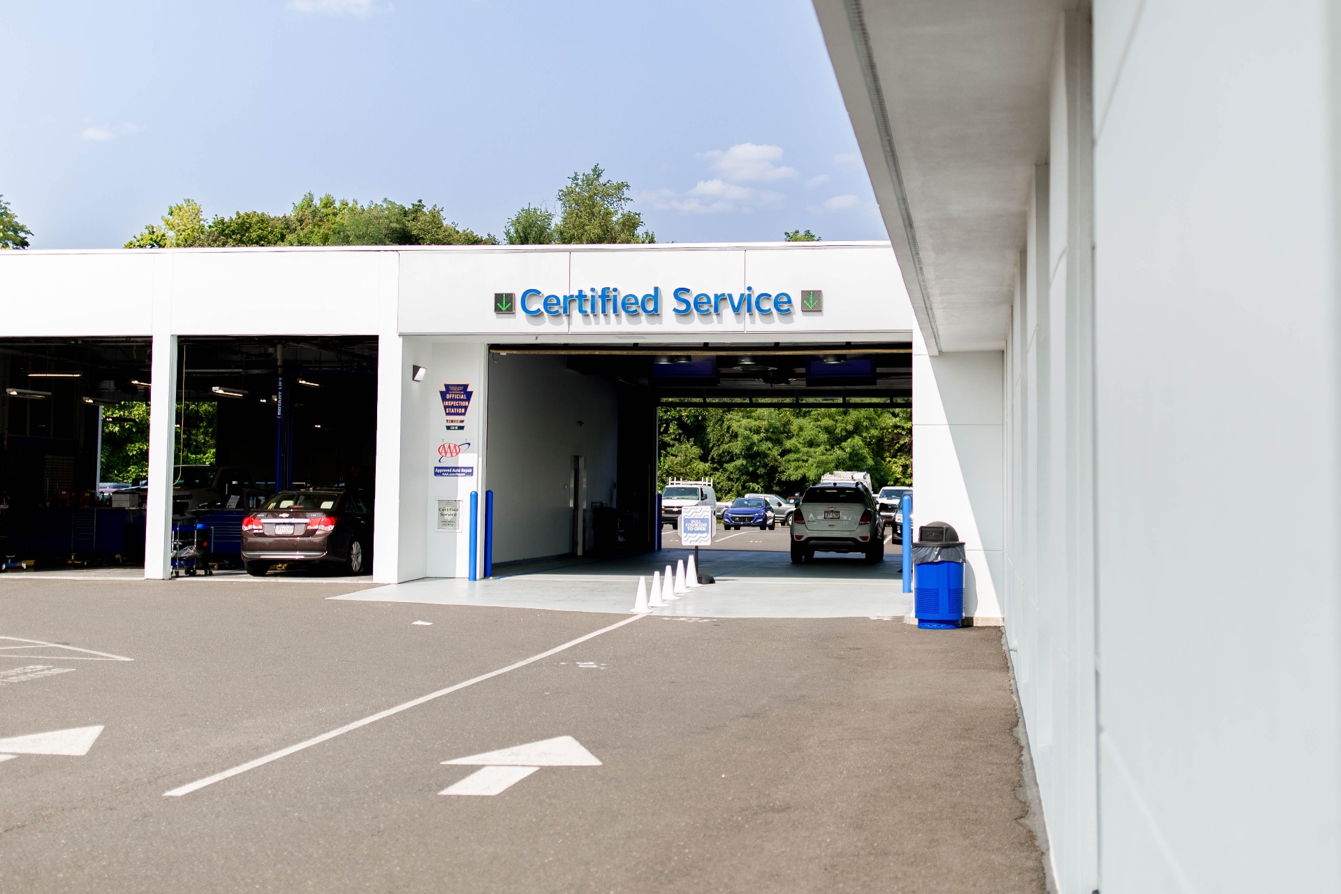 Certified Service garage entrance — side view